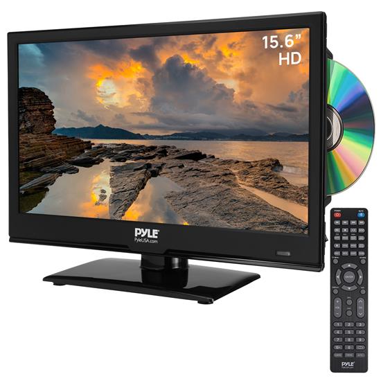 Pyle - PLTLD16.5 , Home and Office , TVs - Monitors , 15.6’’ LED RV Digital TV - FHD Flat Screen TV with Multimedia Disc Combo with Digital Antenna and 12V/24V Car Adapter