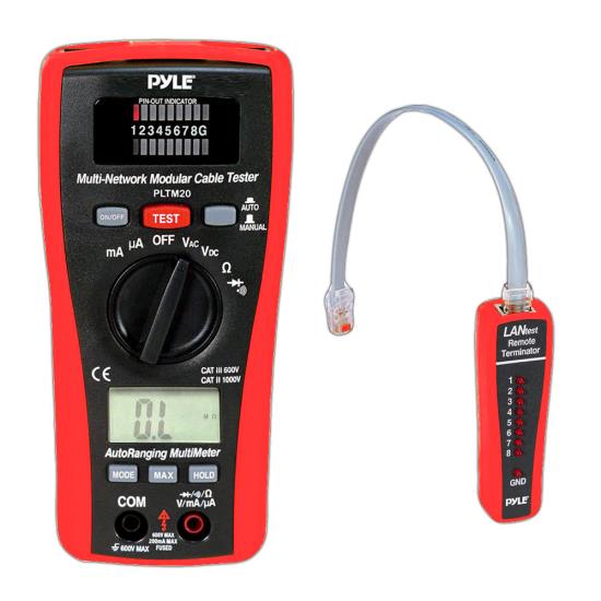 Pyle - PLTM20 , Tools and Meters , Multimeters - Electrical , 2 in 1 LAN Tester and Multimeter with Voltage, Current, Resistance, Continuity, and Diode Tester