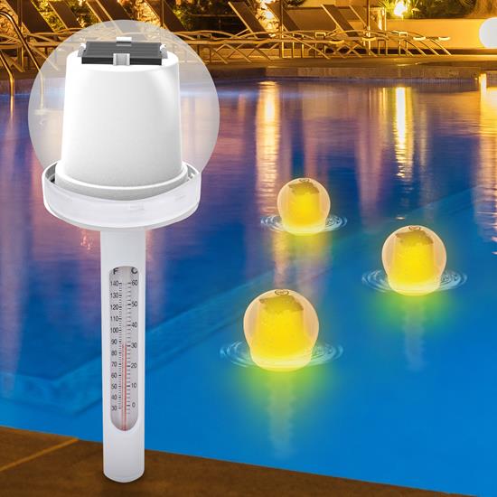 Pyle - PLTM64 , Tools and Meters , Temperature - Humidity - Moisture , Solar Light Up Torch Globe Thermometer-Auto Charges in Sunlight, Auto Lights Up at Night