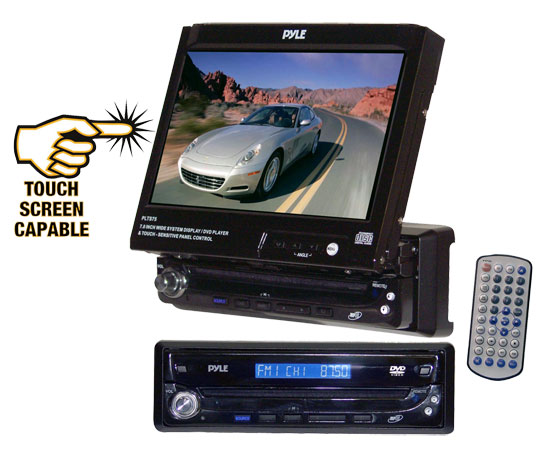 Pyle - PLTS75 , On the Road , Headunits - Stereo Receivers , Touch Screen 7'' Motorized TFT/ LCD Monitor w Multimedia Disc/ MP3 Player & AM/ FM