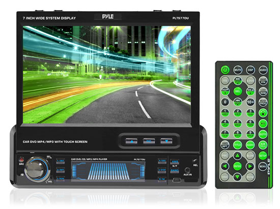 Pyle - PLTS77DU , On the Road , Headunits - Stereo Receivers , 7'' Single DIN In-Dash Motorized Touch Screen TFT/LCD Monitor w/ Multimedia Disc/MP3/MP4/USB/SD/AM-FM/RDS Receiver