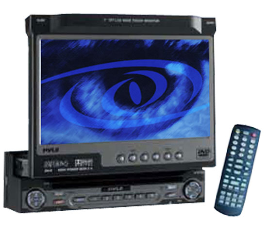 Pyle - PLTS7DIN , On the Road , Headunits - Stereo Receivers , Single DIN Indash 7'' TFT Motorized Touch Screen AM/FM Radio/Multimedia Disc/TV Receiver