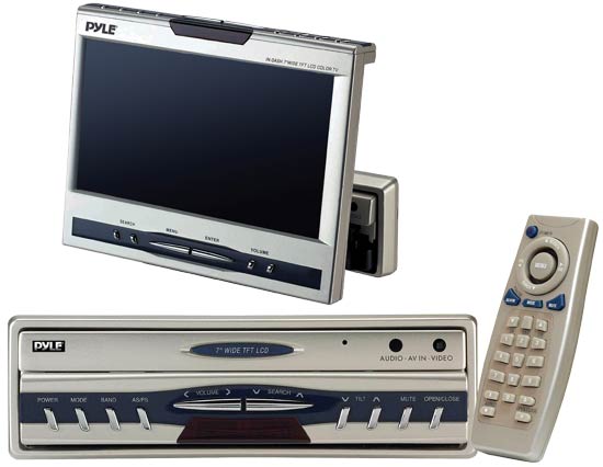 Pyle - PLTV71 , On the Road , Headunits - Stereo Receivers , 7'' Motorized In-Dash Monitor w/UHF/VHF TV Tuner