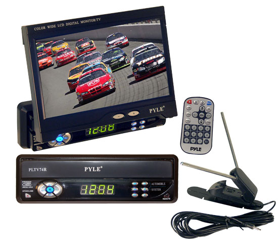Pyle - PLTV74R , On the Road , Headunits - Stereo Receivers , 7" TFT Single DIN Motorized Monitor With Tv-Tuner
