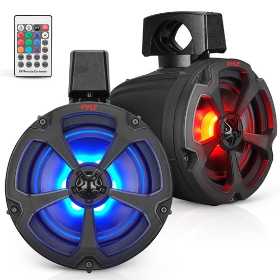 Pyle - PLUTV65BTR , Home and Office , Amplifiers - Receivers , Sound and Recording , Amplifiers - Receivers , 6.5’’ Water-Resistant Rated Marine / Off-Road BT Speakers - 1200 Watt Amplified Vehicle Speaker System for ATV, UTV, 4x4, Jeep with RGB Lights & Remote Control