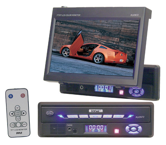 Pyle - PLVIN72 , On the Road , Headunits - Stereo Receivers , 7'' In-Dash Manual Pull- Out LCD Video Monitor