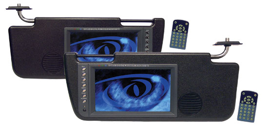 Pyle - PLVS72TBK , On the Road , Video Monitors , Pair of 7'' TFT Sun Visor Monitors w/Built in TV Tuners Black