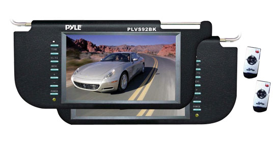 Pyle PLVS92BK Black Pair 9 2'' LCD Car Driver Passenger Sun Visor TFT Monitors