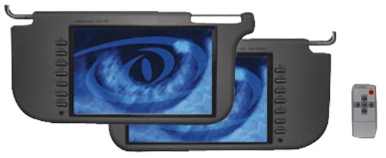 Pyle - PLVS9BK , On the Road , Video Monitors , Pair of Black Sunvisor/ 9'' TFT LCD Monitor