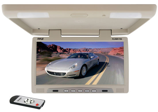 Pyle - PLVWR1755 , On the Road , Overhead Monitors - Roof Mount , 17'' inch Flip Down Roof Mount Overhead Monitor with Built-in Wireless IR Transmitter