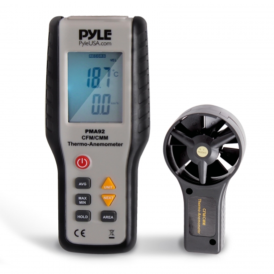 Pyle - PMA92 , Tools and Meters , Temperature - Humidity - Moisture , Digital Thermo-Anemometer - Air Flow / Air Velocity / Wind Speed Meter and Thermometer with LCD Display