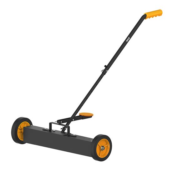 Pyle - PMCSR24 , Sports and Outdoors , Gardening - Landscaping , 24” Inches Heavy-Duty Magnetic Sweeper with Wheels - Strong and Durable Metal Construction, High-Efficiency Cleaning for Industrial and Commercial Use (Black and Orange)