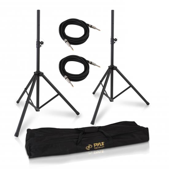 Pyle - PMDK102 , Musical Instruments , Mounts - Stands - Holders , Sound and Recording , Mounts - Stands - Holders , Stage & Studio DJ Speaker Stand Kit - Pro Audio PA Loudspeaker Stands & Audio Cable, Storage Bag (1/4’’ -inch Connector)