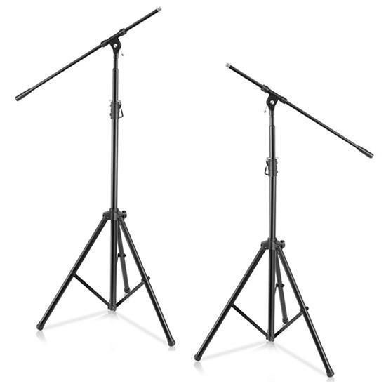Pyle - PMKS56X2 , Musical Instruments , Mounts - Stands - Holders , Sound and Recording , Mounts - Stands - Holders , 2 Pcs. Heavy-Duty Tripod Boom Microphone Stand - Height Adjustable and Boom Extendable Mic Stand