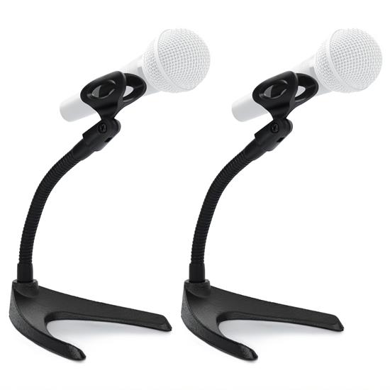 Pyle - PMKS8X2 , Musical Instruments , Mounts - Stands - Holders , Sound and Recording , Mounts - Stands - Holders , Adjustable Desktop Microphone Stand - Desktop or Table Top Microphone Stand with Non-Slip Mic Clip (Pair)