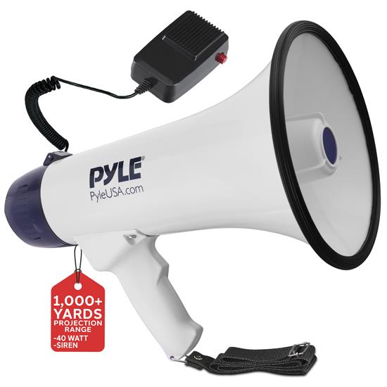 Pyle - PMP45R.5 , Sound and Recording , Megaphones - Bullhorns , Bullhorn Megaphone Speaker with Built-in Rechargeable Battery, 10 Second Memory Record, Detachable Handheld Microphone, Siren Alarm Mode