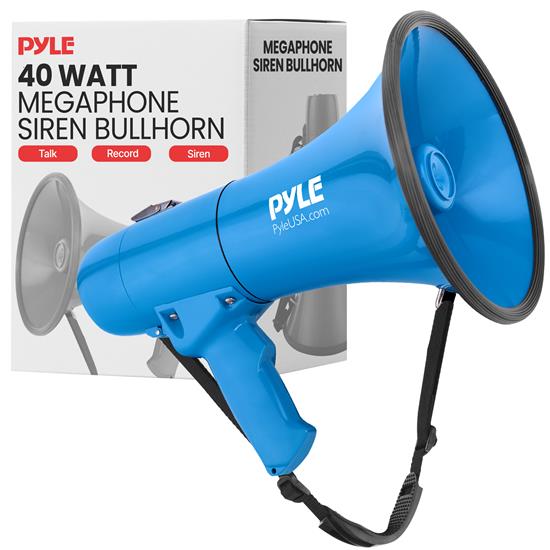 Pyle - PMP46WLT , Home and Office , Megaphones - Bullhorns , Sound and Recording , Megaphones - Bullhorns , Megaphone Siren Bullhorn Speaker, Portable and Lightweight Automatic Bullhorn For Indoor and Outdoor Use (Blue)