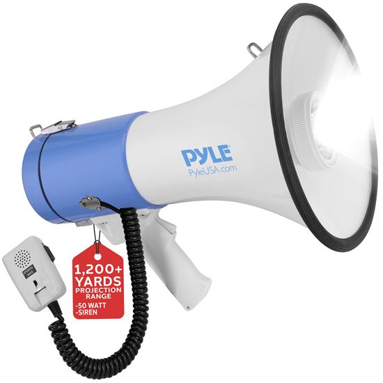 Pyle - PMP51LT , Sound and Recording , Megaphones - Bullhorns , Megaphone Speaker with Built-in LED Lights - PA Bullhorn with Siren Alarm Mode & Adjustable Volume Control