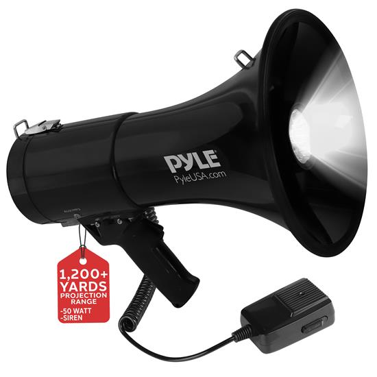 Pyle - PMP561LTB , Sound and Recording , Megaphones - Bullhorns , Megaphone Speaker with Built-in Rechargeable Battery, LED Lights, Siren Alarm Mode & Adjustable Volume Control