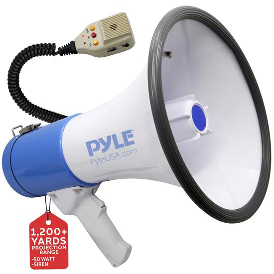 Pyle - PMP59IR , Sound and Recording , Megaphones - Bullhorns , Megaphone Speaker System with Built-in Rechargeable Battery, Handheld Microphone, Aux (3.5mm) Input, Record & Replay Mode