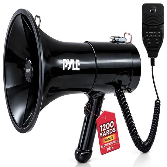 Pyle - PMP68RBIN , Home and Office , Megaphones - Bullhorns , Sound and Recording , Megaphones - Bullhorns , Lightweight and Portable Hand-Grip Type Megaphone - MIC/TALK/SIREN/WHISTLE/RECORD240s,12V Lithium Battery, USB/SD/AUX/BT, 100Watts, (Black)