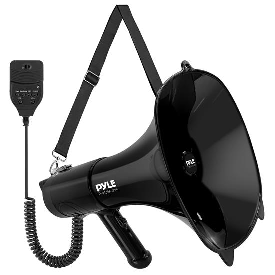 Pyle - PMP73IN , Home and Office , Megaphones - Bullhorns , Sound and Recording , Megaphones - Bullhorns , Lightweight and Portable Square Megaphone Bullhorn, Aux (3.5mm) Input for MP3/Music, Automatic Siren, 100-Watt, MIC/TALK (Black)