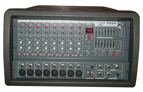 Pyle - pmx804 , Sound and Recording , Mixers - DJ Controllers , 8-Channel 400 Watt Powered PA Mixer/Amplifier