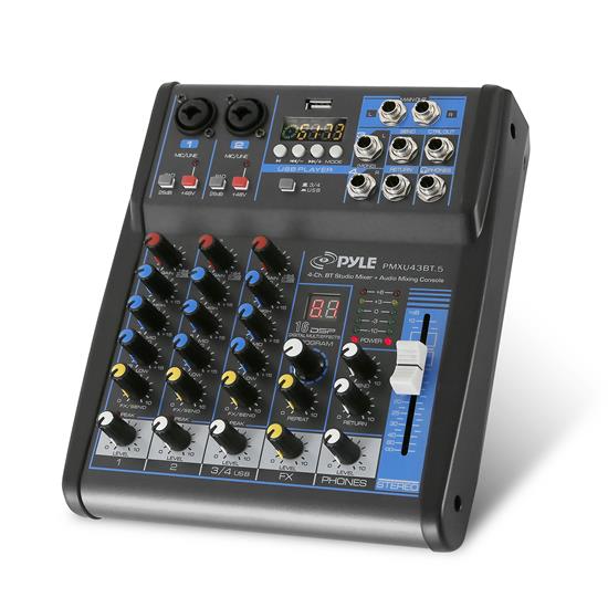 Pyle - PMXU43BT.5 , Sound and Recording , Mixers - DJ Controllers , 4-Ch. Bluetooth Studio Mixer - DJ Controller Audio Mixing Console System