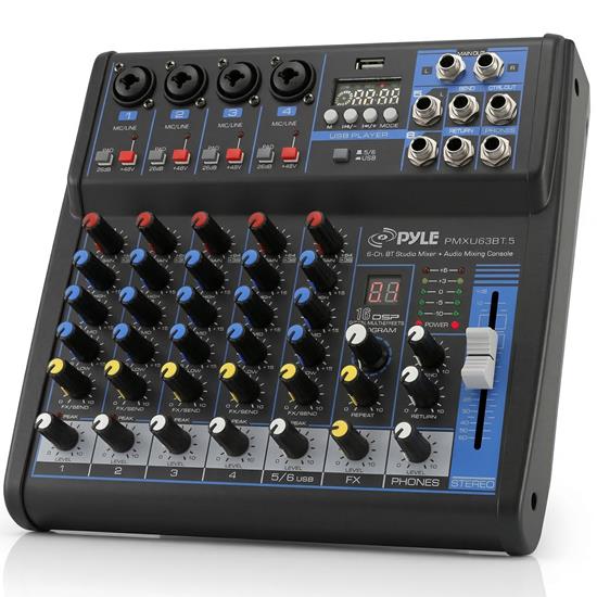 Pyle - PMXU63BT.5 , Sound and Recording , Mixers - DJ Controllers , 6-Ch. Bluetooth Studio Mixer - DJ Controller Audio Mixing Console System