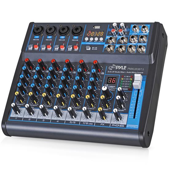 Pyle - PMXU83BT.5 , Sound and Recording , Mixers - DJ Controllers , 8-Ch. Bluetooth Studio Mixer - DJ Controller Audio Mixing Console System