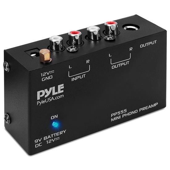 Pyle - PP555 , Musical Instruments , Instrument Accessories , Ultra Compact Phono Turntable Pre-Amplifier w/ 9V Battery Compartment
