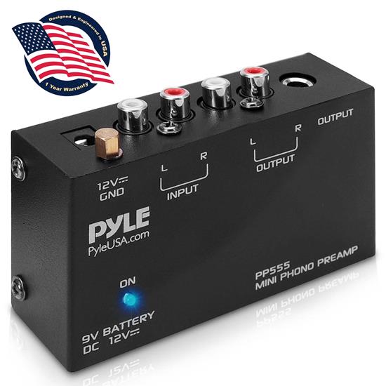 Pyle - PP555EU , Musical Instruments , Instrument Accessories , Ultra Compact Phono Turntable Pre-Amplifier w/ 9V Battery Compartment