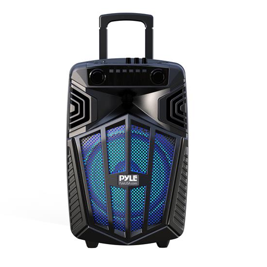 Pyle - PPHP1022NSM , Sound and Recording , PA Loudspeakers - Cabinet Speakers , 10’’ Bluetooth Portable PA Speaker - Portable PA & Karaoke Party Audio Speaker with wireless microphones, with speaker stand, with Built-in Rechargeable Battery, Flashing Party Lights, MP3/USB/ /FM Radio