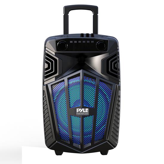 Pyle - PPHP122NSM , Sound and Recording , PA Loudspeakers - Cabinet Speakers , 12’’ Bluetooth Portable PA Speaker - Portable PA & Karaoke Party Audio Speaker with wireless microphone, with speaker stand, with Built-in Rechargeable Battery, Flashing Party Lights, MP3/USB/ /FM Radio