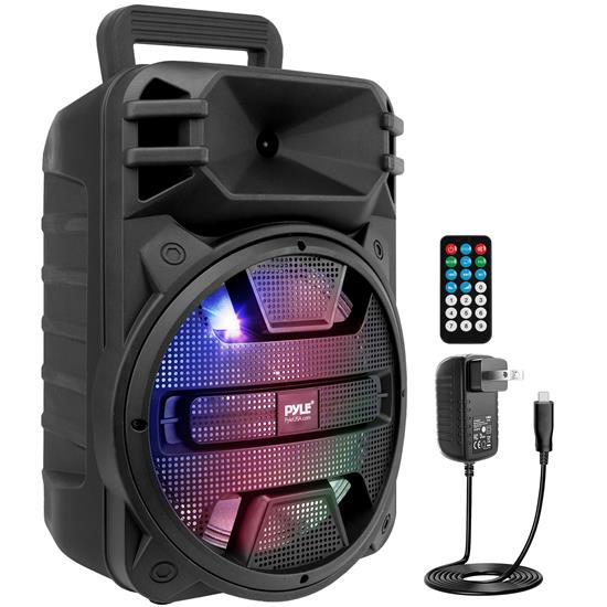 Pyle - CA-PPHP1243B , Sound and Recording , PA Loudspeakers - Cabinet Speakers , 12'' Portable Bluetooth PA Speaker System - Karaoke Speaker with Latest DJ LED Lights, USB/FM/BT/Aux/Remote Control/Mic Inputs, Built-in Rechargeable Battery (800 Watt)