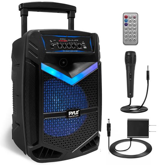 Pyle - PPHP1542B , Sound and Recording , PA Loudspeakers - Cabinet Speakers , 15’’ Bluetooth Portable PA Speaker - Portable PA & Karaoke Party Audio Speaker with Built-in Rechargeable Battery, Flashing Party Lights, MP3/USB/ /FM Radio (1200 Watt MAX)