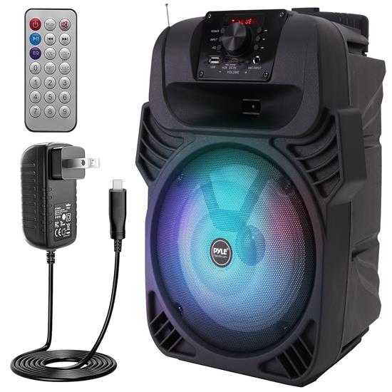 Pyle - PPHP844B.5 , Sound and Recording , PA Loudspeakers - Cabinet Speakers , Bluetooth Portable PA Speaker & Microphone System - Portable PA Loudspeaker with Built-in Rechargeable Battery, MP3/USB/FM Radio (8’’ Subwoofer, 400 Watt MAX)