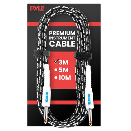 Pyle - PPJJ101.5 , Sound and Recording , Cable Ramps - Cord/Wire Protectors , 10 Ft. Guitar Instrument Cable - AMP Cord Straight 1/4-Inch TS to Straight with Black Cloth for Electric Guitar, Bass, Keyboard