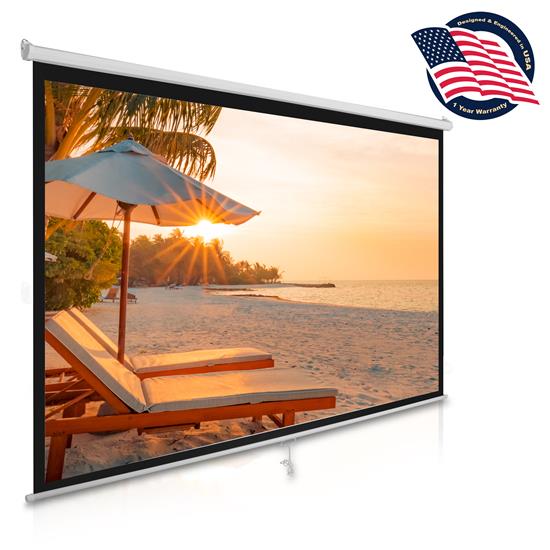 Pyle - PRJSM1006 , Home and Office , Projector Screens - Accessories , Universal 100-Inch Roll-Down Pull-Down Manual Projection Screen (59.8'' x 79.9'') Matte White