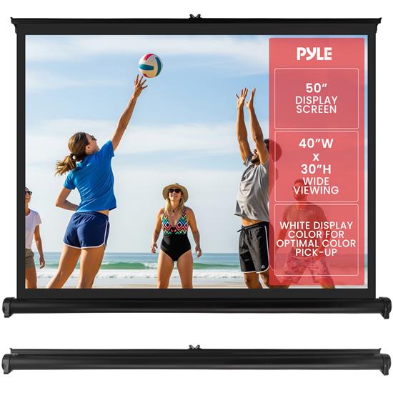 Pyle - PRJTP53 , Home and Office , Projector Screens - Accessories , 50-inch Projector Viewing Display Screen, Manual Retractable Pull-Out Style (40'' x 30'')
