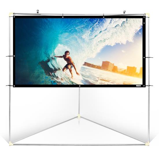 Pyle - PRJTPOTS71.5 , Home and Office , Projector Screens - Accessories , Outdoor Projector Screen - Portable Viewing Projector Display with Frame Stand, HD 16:9 Pickup Display (72’’ -inch)