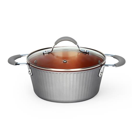 Pyle - PRTNCCW11GLCP , Parts , Cooking Pot with Lid - Stylish Kitchen Cookware with Elegant Lines Pattern, Non-Stick, 2.1 Quart (Works with Model: NCCW11GL)