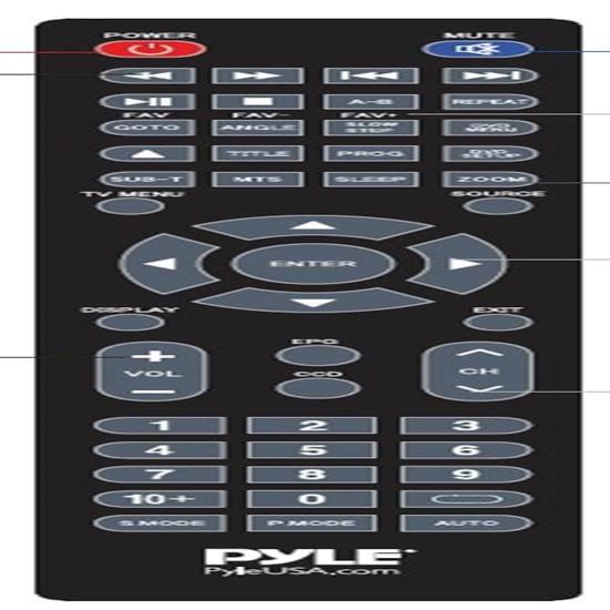 Pyle - PRTPLTLD16RC , Parts , Remote Control (for Pyle Models: PLTLD16, PLTLD19,  PLTLD22,  PLTLD24, PTVDLED32)