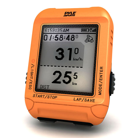 Pyle - PSBCG90OR , Sports and Outdoors , Sports Training Sensors , Gadgets and Handheld , Sports Training Sensors , Smart Bicycling Computer with GPS Performance & Navigation Analysis Software and ANT+ Technology for Biking, Training, Exercise, Fitness (Orange Color)