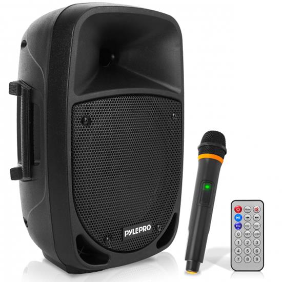 Pyle - PSBT85A , Sound and Recording , PA Loudspeakers - Cabinet Speakers , Bluetooth PA Speaker with Wireless Microphone - Portable Karaoke Speaker System with Built-in Rechargeable Battery, MP3/USB/SD, UHF Wireless Mic (8’’ Subwoofer, 800 Watt)