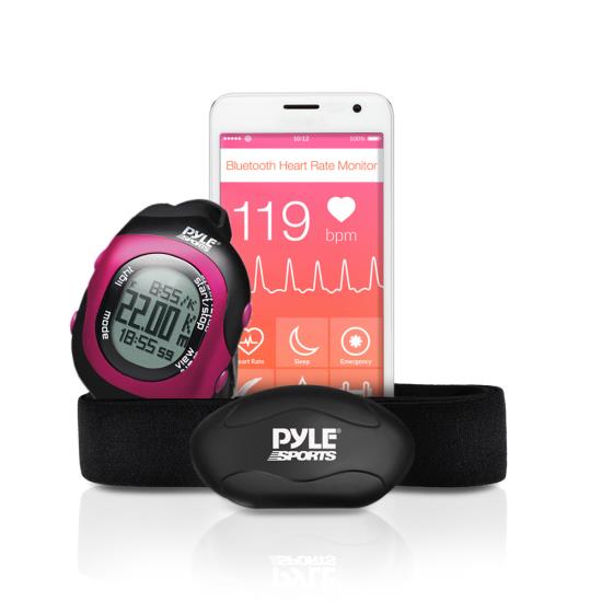 Pyle - PSBTHR70PN , Sports and Outdoors , Watches , Gadgets and Handheld , Watches , Bluetooth Wireless Heart Rate Monitor Chest Strap with Digital Wrist Watch, Measures Speed, Distance, Countdown and Lap Times for Walking, Running, Jogging, Exercise, Fitness