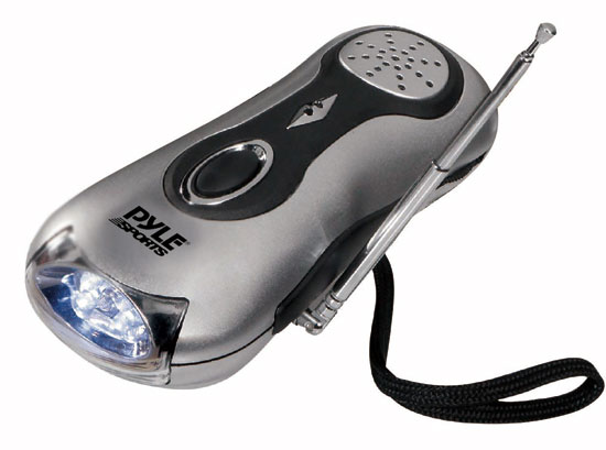 Pyle - PSDNL12SL , Gadgets and Handheld , Multi-Function Handheld Devices , 3-in-1 Multifunction Hand Crank USB Rechargeable AM/FM Radio with LED Flashlight and Compass, Powered by Internal Rechargeable Battery, Equipped with Power Hand Crank Recharger (Silver Color)