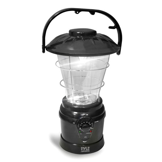 Pyle - AZPSDNL22BK , Gadgets and Handheld , Multi-Function Handheld Devices , Multi Function Hand Crank Torch Lantern with AM/FM Radio, Powered by AA Batteries or Internal Rechargeable Battery, Equipped with Power Hand Crank Recharger (Black Color)