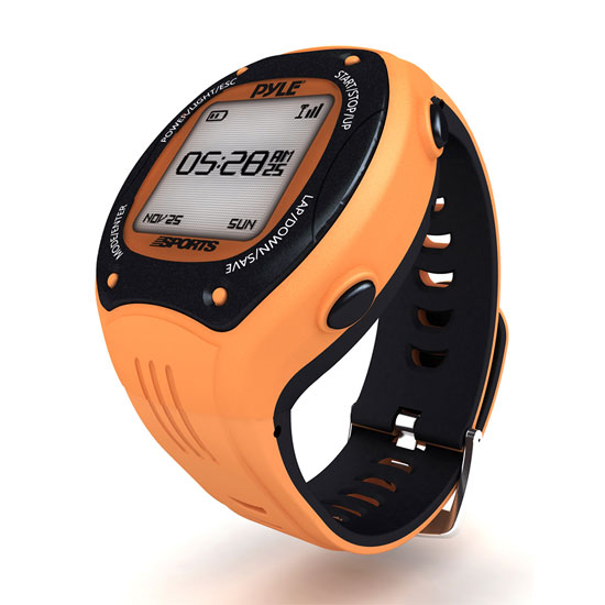Pyle - PSGP310OR , Sports and Outdoors , Watches , Gadgets and Handheld , Watches , Multi-Function Digital LED Sports Training Watch with GPS Navigation (Orange Color)