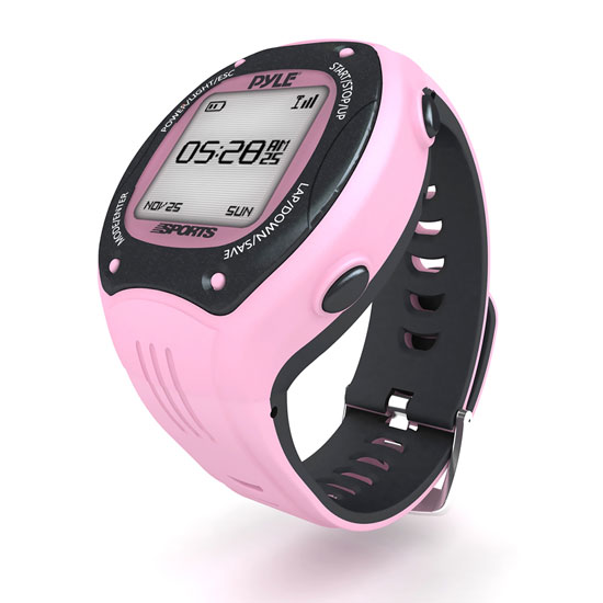 Pyle - PSGP310PN , Sports and Outdoors , Watches , Gadgets and Handheld , Watches , Multi-Function Digital LED Sports Training Watch with GPS Navigation (Pink Color)